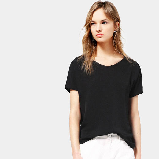 丁摩 重磅真丝T恤V领短袖宽松休闲半袖18-05DB299-24.05.31 商品图4