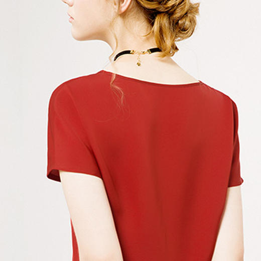 丁摩 重磅真丝T恤V领短袖宽松休闲半袖18-05DB299-24.05.31 商品图2