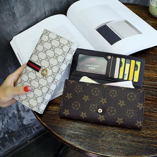 新款女长款大容量手拿包卡包搭扣皮夹卡包手机钱夹 商品图4