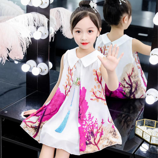 YZ-mww-19-G-6282夏季新款洋气水墨画雪纺连衣裙 商品图1