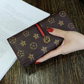 新款女长款大容量手拿包卡包搭扣皮夹卡包手机钱夹