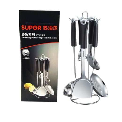 苏泊尔（SUPOR） 锅铲套装 不锈钢 烹饪铲勺六件套T1011K 抛皮刀组合厨具配件 商品图2