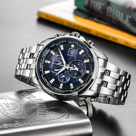 西铁城日本官方正品防水商务万年历光动能多局电波手表男表AT9031--52L 商品图2