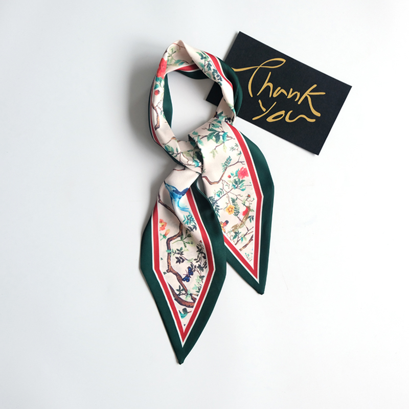 丁摩 真丝小丝巾女士百搭印花桑蚕丝领巾DJ99