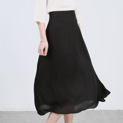 丁摩 真丝半身裙A字裙高腰伞裙大摆中长款18-06DR299-24.05.31 商品图2