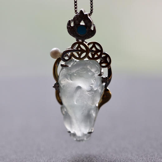 玻璃种翡翠霸王貔貅18k白金钻石镶嵌 商品图10