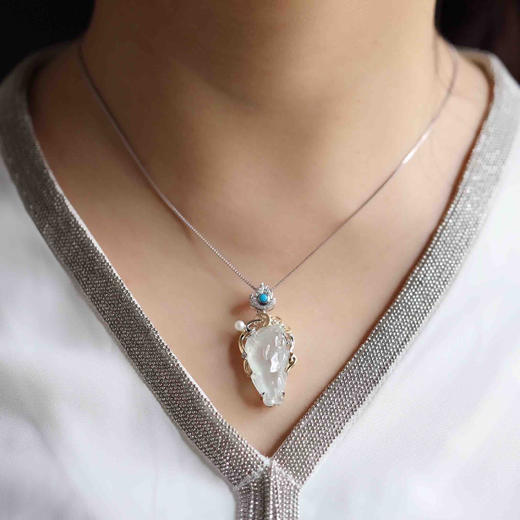 玻璃种翡翠霸王貔貅18k白金钻石镶嵌 商品图11