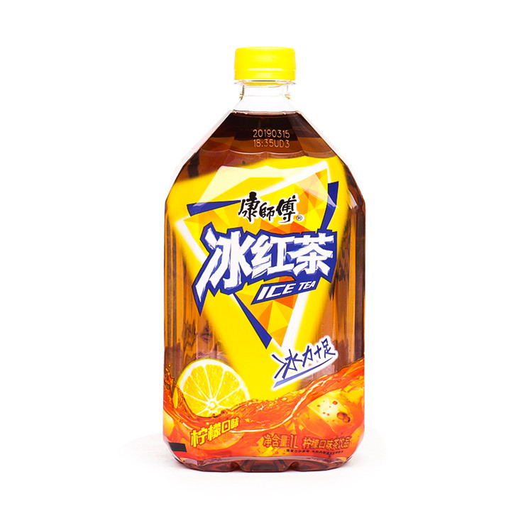 康师傅冰红茶柠檬味茶饮料1l12瓶