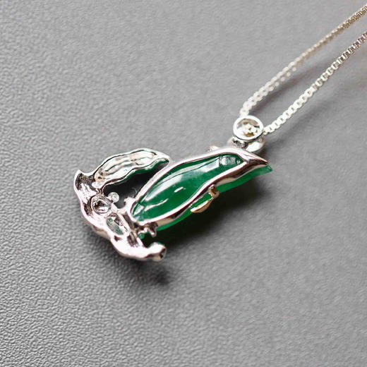 冰种阳绿翡翠企鹅18k白金钻石镶嵌18k白金钻石镶嵌 商品图5