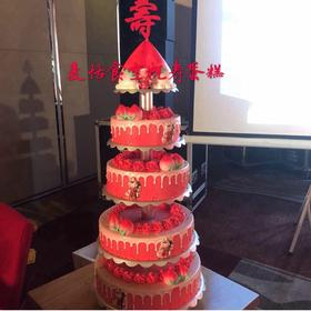 多层祝寿蛋糕红色寿桃款（提前2天预定）