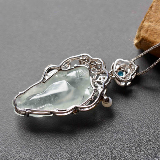 玻璃种翡翠霸王貔貅18k白金钻石镶嵌 商品图8