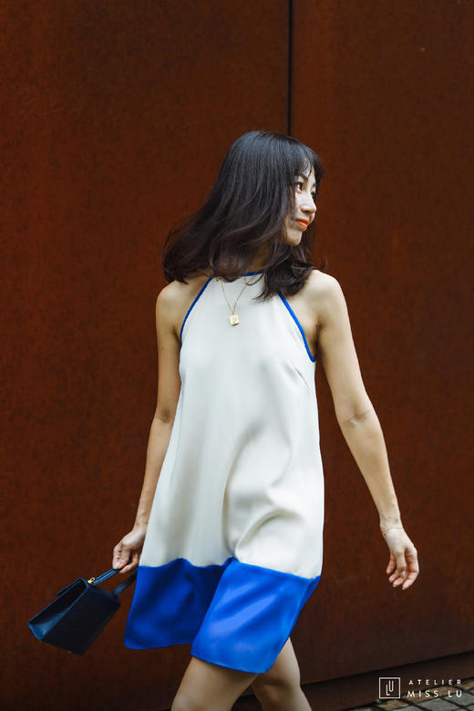 AtelierMissLu / Lola-拼色挂脖连身裙 商品图7