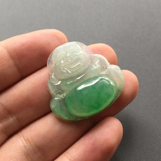冰种阳绿俏色翡翠大弥勒佛 商品图7