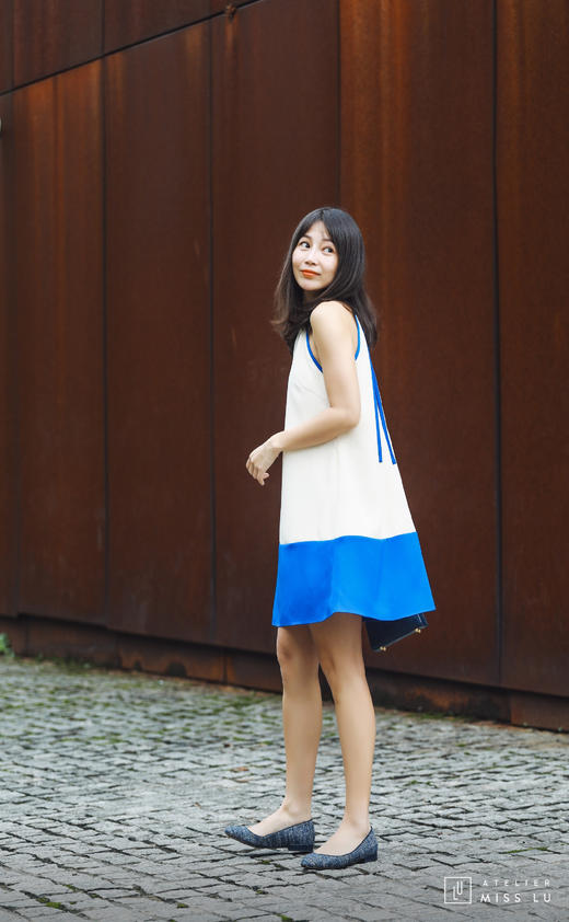 AtelierMissLu / Lola-拼色挂脖连身裙 商品图1