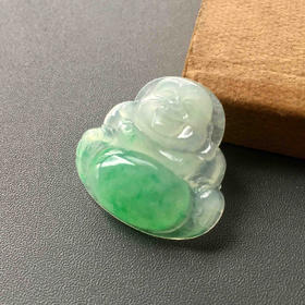 冰种阳绿俏色翡翠大弥勒佛