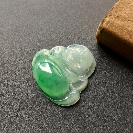 冰种阳绿俏色翡翠大弥勒佛 商品图4