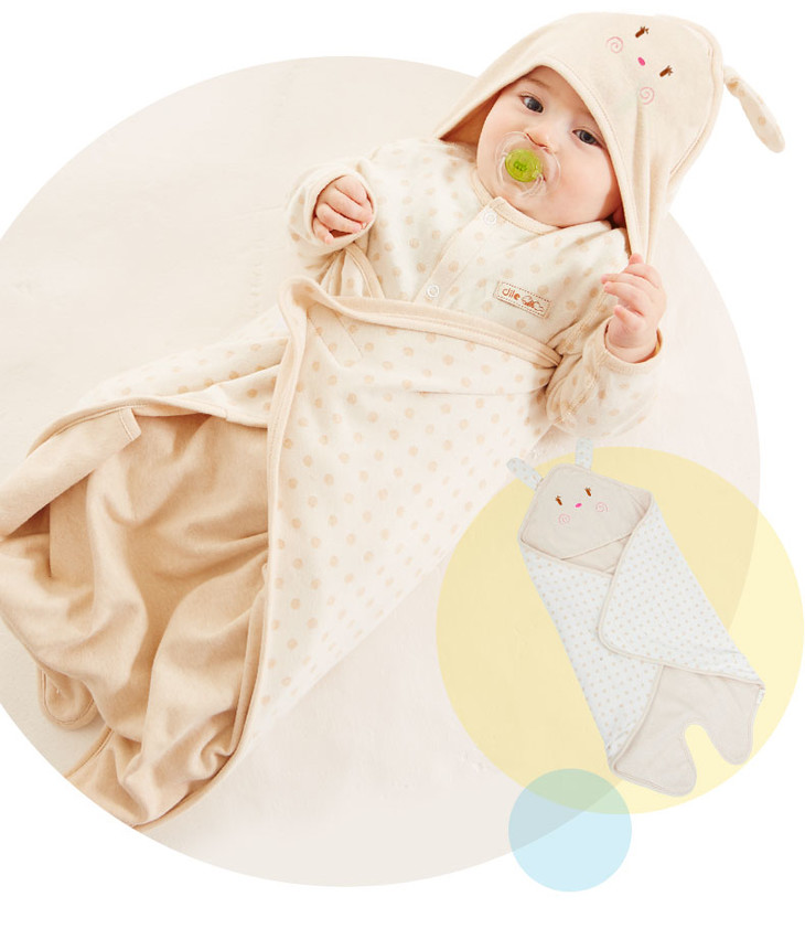 蒂乐新生儿分腿抱被咖色彩棉婴儿被