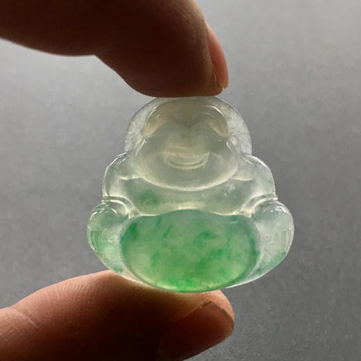 冰种阳绿俏色翡翠大弥勒佛 商品图9