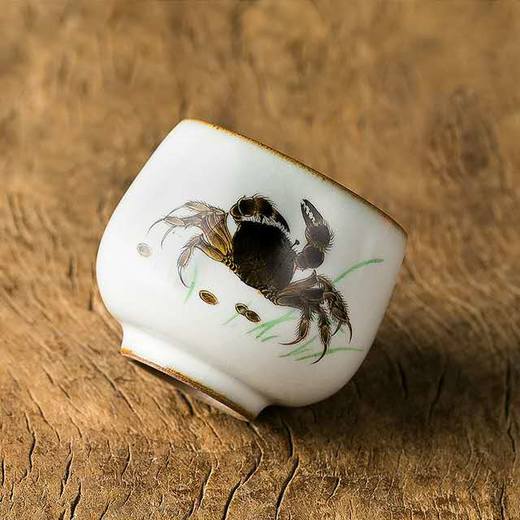 「汝窑手绘横行介士品茗杯」功夫茶杯 开片可养 景德镇手工陶瓷主人杯单杯 商品图2