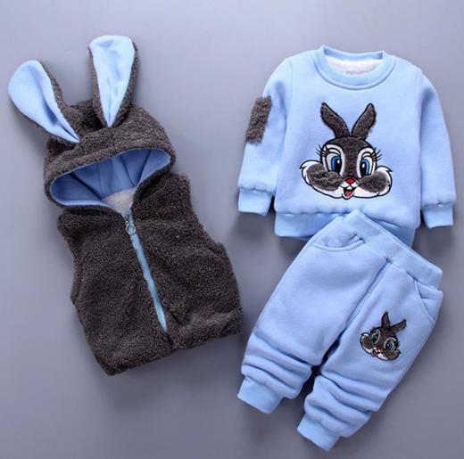 【童装套装】男女童0-3岁宝宝冬装套装婴幼儿童棉衣加绒加厚卫衣三件套 商品图0