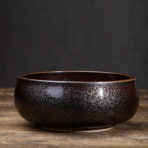 「台湾禅意手工铁釉陶瓷大号茶洗」日式粗陶建水水洗水盂水方 商品图2