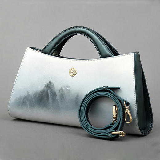 中国风山水印花，牛皮女包TX120115 商品图2