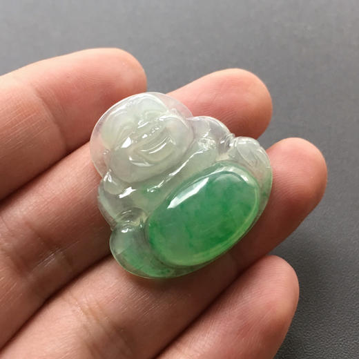 冰种阳绿俏色翡翠大弥勒佛 商品图3