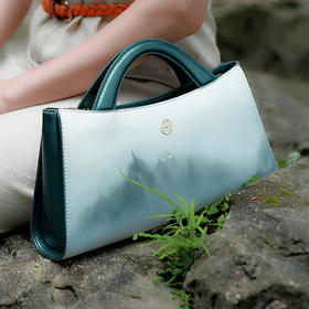 中国风山水印花，牛皮女包TX120115