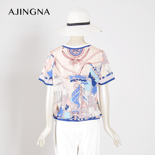 【特价不退换】阿菁娜百搭印花圆领雪纺小衫A23X102131 商品图2