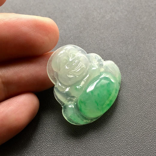 冰种阳绿俏色翡翠大弥勒佛 商品图8