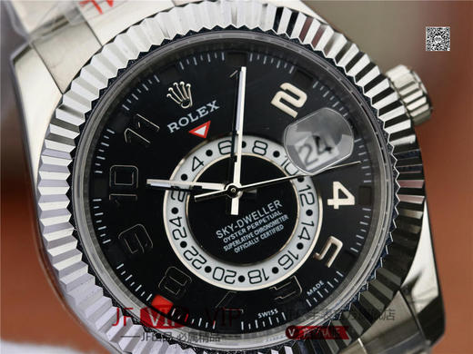 N劳力士蚝式恒动SKY-DWELLER 326939黑盘，和正品一样内圈24小时真功能，拧动外圈就能调，这款经典瞩目的腕表专为环球旅行人士而设计 商品图4