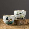「汝窑手绘品茗杯」工夫茶杯 开片可养 景德镇纯手工陶瓷主人杯个人单杯 商品缩略图0