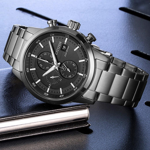 西铁城日本官方正品光动能钢带防水时尚黑色潮流计时男表CA0615-59E 商品图3