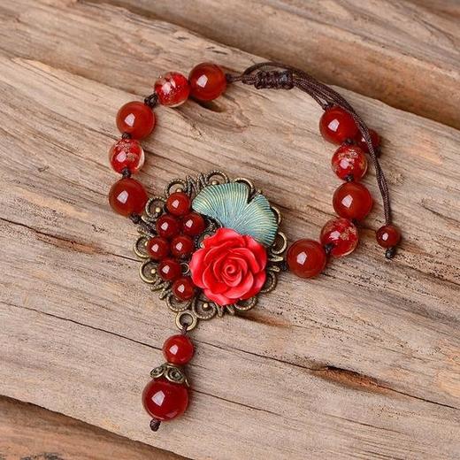 RHX-186民族风复古手工编织红玛瑙手串 商品图3