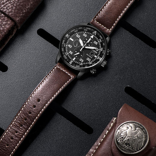 西铁城小牛皮不锈钢覆BIP表壳光动能男表CA0695-17E 商品图1