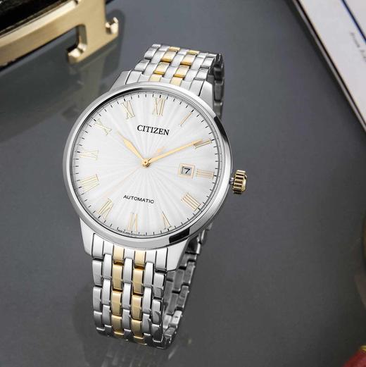 西铁城机械手表复古罗马数字间金钢带男表NJ0084-59A 商品图3