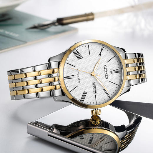 西铁城（CITIZEN）机械男表官方正品防水休闲玫间金款NH8354-58AB 商品图1