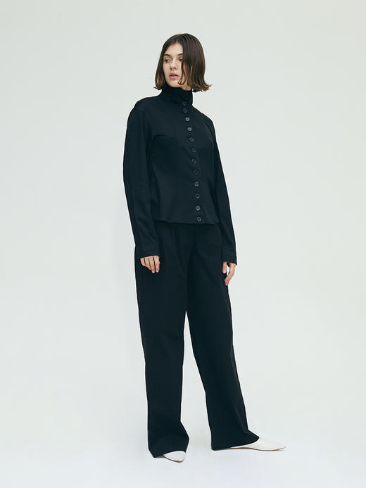 HIDEMI 设计感黑色纽扣上衣 商品图4