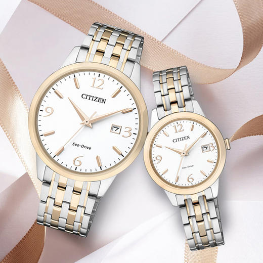 西铁城(CITIZEN)光动能不锈钢间金情侣表（女款）EW2234-55A 商品图3