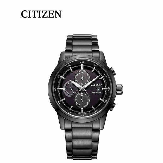 西铁城日本官方正品光动能钢带防水时尚黑色潮流计时男表CA0615-59E 商品图5