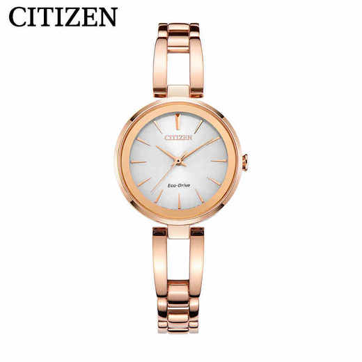 西铁城日本官方正品玫瑰金色时尚潮流光动能经典复古女表EM0639-81A 商品图1