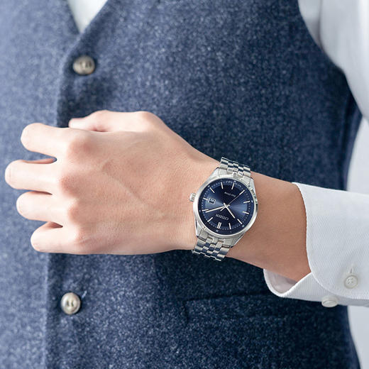 西铁城日本官方正品防水夜光简约时尚钢带光动能男表BM7250-56L 商品图2