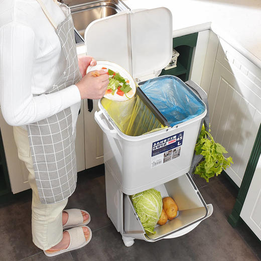 【全民垃圾分类】日式简约环保创意家用干湿双分类垃圾桶  商品图9