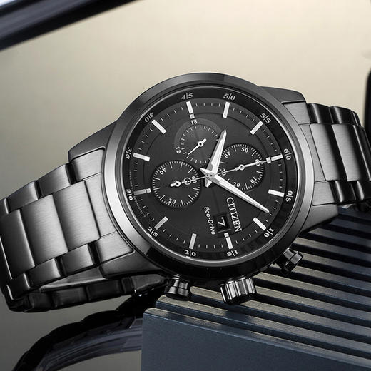 西铁城日本官方正品光动能钢带防水时尚黑色潮流计时男表CA0615-59E 商品图2