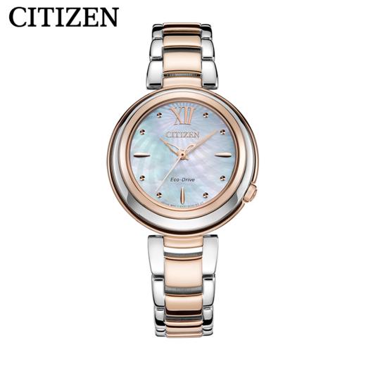 西铁城日本官方正品时尚潮流贝母盘光动能女表EM0335-51D 商品图2