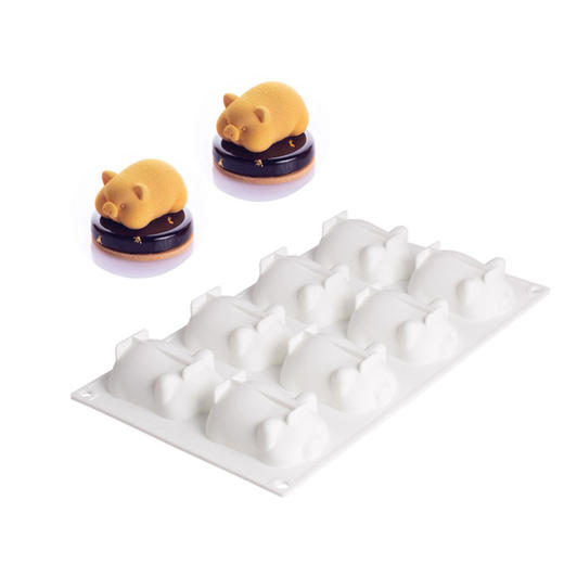 网红桃子模具/金猪8孔模具-可制作慕斯、巧克力创意，或者做各种冻类如牛肉冻、猪蹄冻、鱼冻蔬菜冻等，蒸鱼泥、鸡蓉也可以，效果非常出彩！ 商品图7