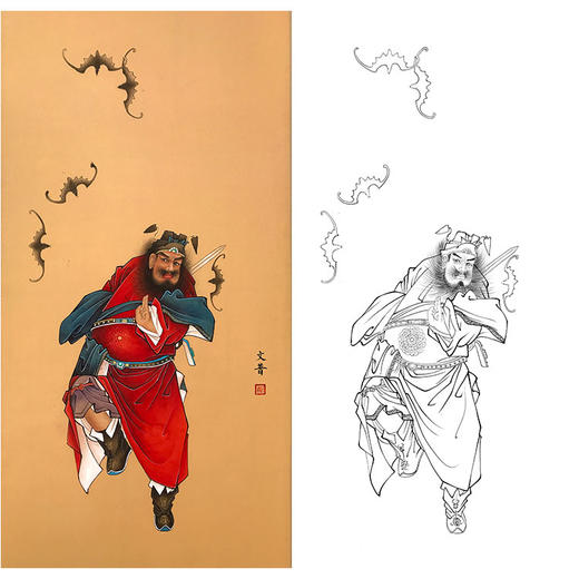 於文普竖幅工笔人物钟馗白描底稿wp29
