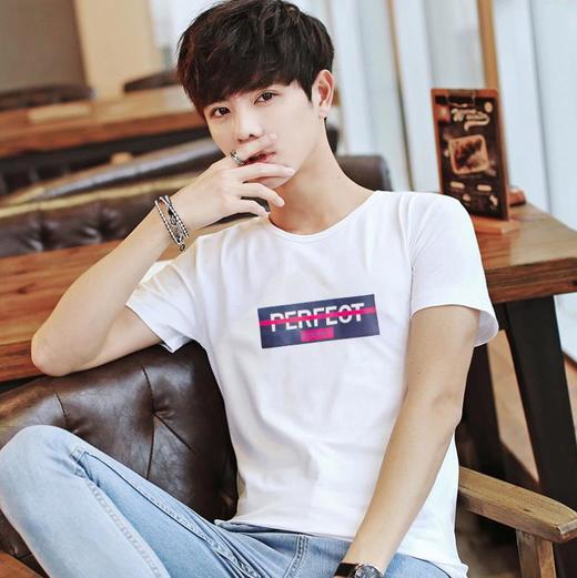 【男装】男士短袖T恤韩版潮流半袖休闲青少年圆领体恤 商品图1
