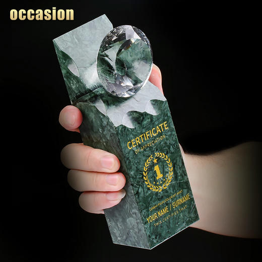 奖杯定制定做创意高档钻石企业颁奖纪念奖品制作天然大理石刻字 商品图4