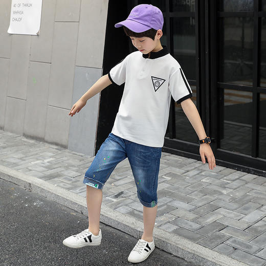 XX-78-3-42夏季新款男童套装儿童中大童韩版百搭时尚休闲两件套 商品图1